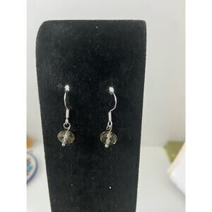 gray glass bead earrings
